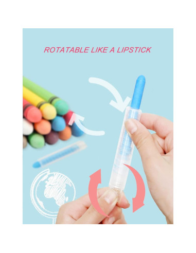 Tiza sin polvo Luckyrain 12 colores con soporte para niños