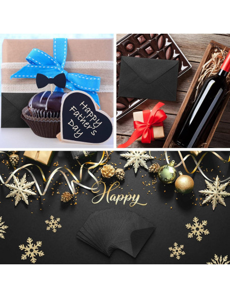 200 Mini Sobres de Regalo Yahenda 10.16x6.86cm Negro Autoadhesivos 200 Mini Sobres de Regalo Yahenda 10.16x6.86cm Negro Autoadhesivos