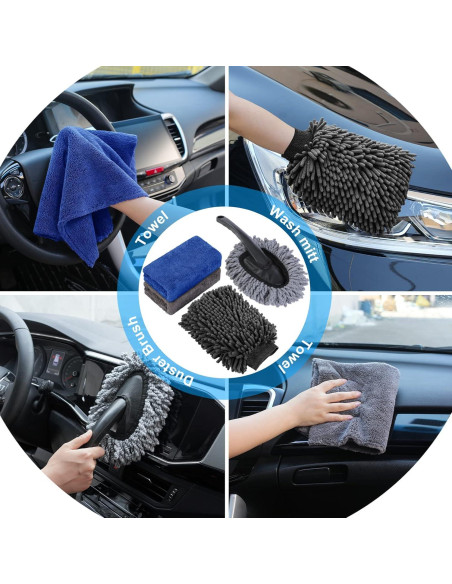 Kit de Limpieza de Autos AUTODECO 41 Piezas con Aspiradora Kit de Limpieza de Autos AUTODECO 41 Piezas con Aspiradora