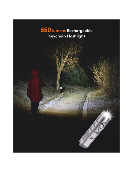 Linterna de Llavero RovyVon A2-G4 Recargable USB C 650 Lúmenes Linterna de Llavero RovyVon A2-G4 Recargable USB C 650 Lúmenes
