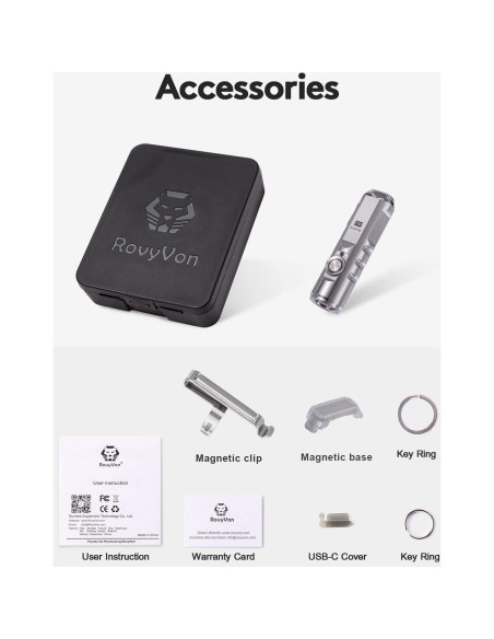 Linterna de Llavero RovyVon A2-G4 Recargable USB C 650 Lúmenes Linterna de Llavero RovyVon A2-G4 Recargable USB C 650 Lúmenes