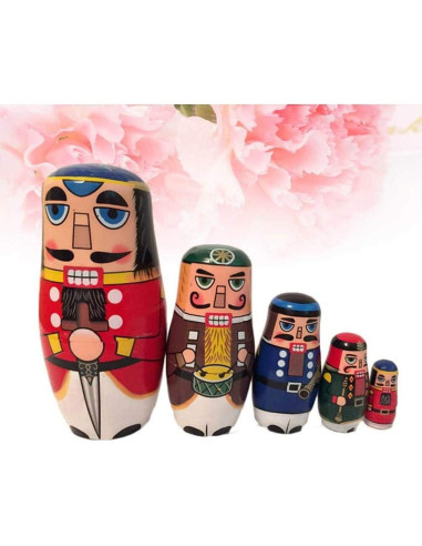 Muñecas Rusas Anidadas Healifty 5 Pcs Madera Pintadas a Mano