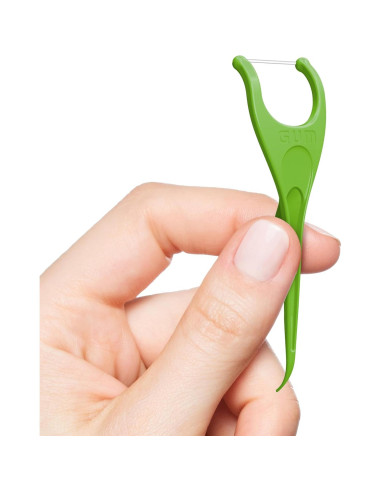 Palillos de Hilo Dental GUM Angulados 75 Unidades Sabor Menta