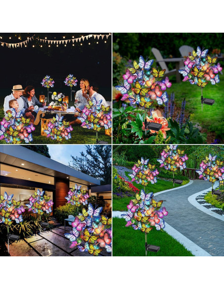 Luces de Jardín Solares Adecorty Paquete de 2 con 34 Mariposas Luces de Jardín Solares Adecorty Paquete de 2 con 34 Mariposas