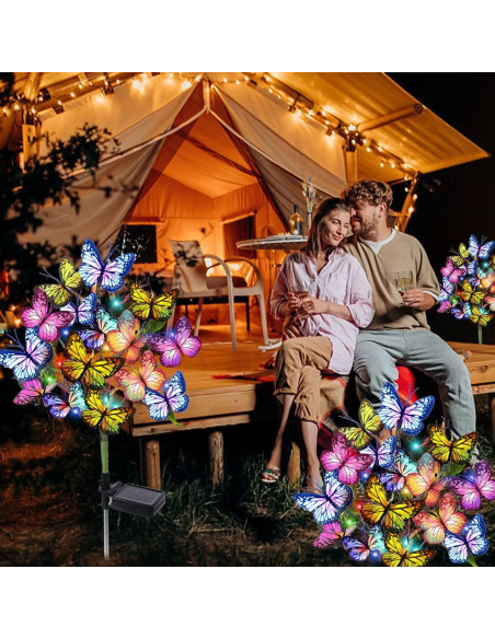 Luces de Jardín Solares Adecorty Paquete de 2 con 34 Mariposas Luces de Jardín Solares Adecorty Paquete de 2 con 34 Mariposas