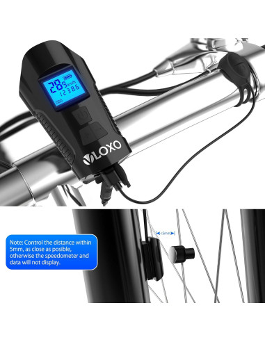 Velocímetro de Bicicleta VLOXO con Luz LED y Bocina 120dB