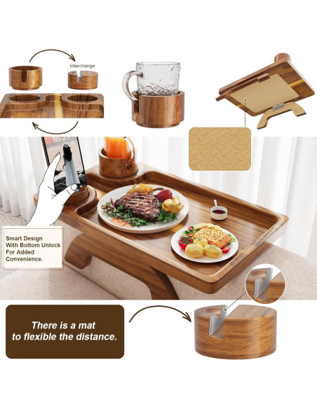 Bandeja para Brazo de Sofá Aofure de Madera Acacia 39x25cm Bandeja para Brazo de Sofá Aofure de Madera Acacia 39x25cm