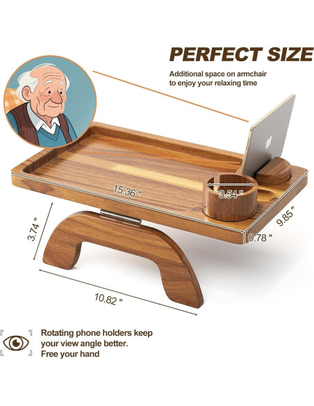 Bandeja para Brazo de Sofá Aofure de Madera Acacia 39x25cm Bandeja para Brazo de Sofá Aofure de Madera Acacia 39x25cm