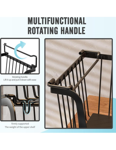 Cestas de Alambre Apilables GAOKASE 4 Pcs Negro 37x18x13 cm