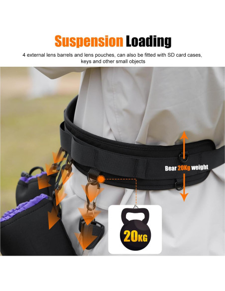 Cinturón Multi-Función Cwatcun Ajustable para Cámara 77.5-111.8 cm Cinturón Multi-Función Cwatcun Ajustable para Cámara 77.5-111.8 cm