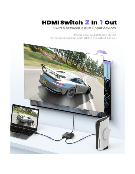 Interruptor HDMI 2.1 NEWCARE 4K@120Hz 8K@60Hz 2 en 1 Interruptor HDMI 2.1 NEWCARE 4K@120Hz 8K@60Hz 2 en 1