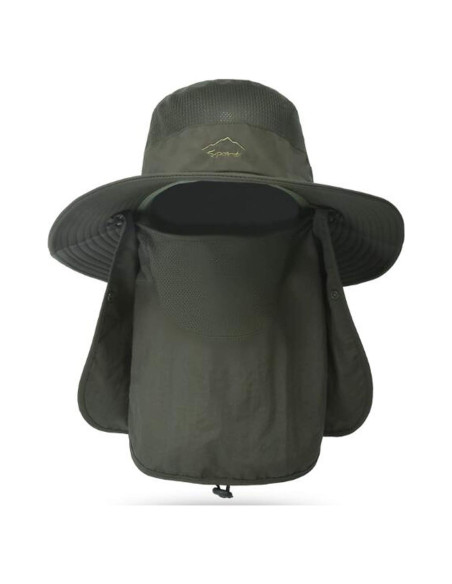 Sombrero de Pesca UV Unisex con Solapa y Cubierta Facial Verde Militar Sombrero de Pesca UV Unisex con Solapa y Cubierta Facial Verde Militar