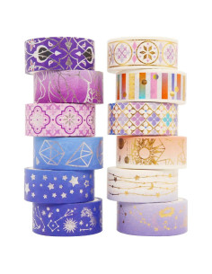 Conjunto de Cinta Washi YUBBAEX Noche Morada 12 Rollos 15mm