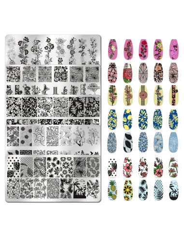 Kit de Estampado de Uñas JERCLITY 6 Placas Acero Inoxidable