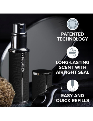 Atomizador de Perfume Travalo Milano Negro - Mini Pulverizador Reutilizable
