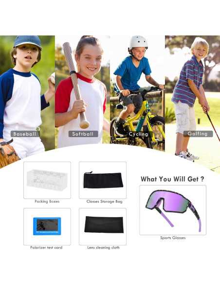 Gafas de sol deportivas polarizadas UV400 para niños y niñas Gafas de sol deportivas polarizadas UV400 para niños y niñas