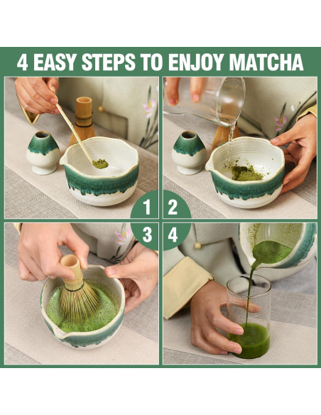 Juego de Matcha Roperu - Tazón Cerámico Hecho a Mano 4 Piezas Juego de Matcha Roperu - Tazón Cerámico Hecho a Mano 4 Piezas