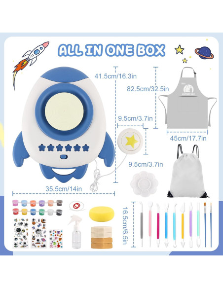 Kit de Rueda de Alfarería deAO para Niños 3+ con Arcilla y Pintura Kit de Rueda de Alfarería deAO para Niños 3+ con Arcilla y Pintura