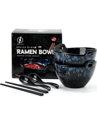 Juego de 2 Tazones de Ramen JH JIEMEI HOME Cerámica 17.78 cm