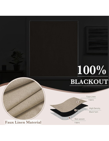 Cortina Romana Blackout StangH Lino 66x162.56cm Sin Cuerda