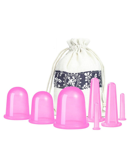MAFLY Juego de Ventosas de Silicona 7 Piezas Rosa Masaje MAFLY Juego de Ventosas de Silicona 7 Piezas Rosa Masaje