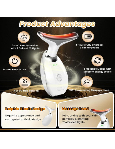 Masajeador Facial Portátil Ayattecy TPML-100 LED 7 Colores