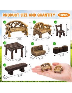 Conjunto de Muebles Miniatura de Jardín de Hadas 11 Piezas 2