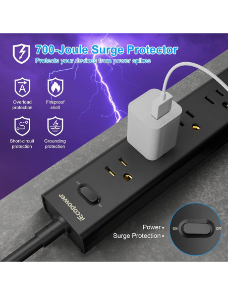 Regleta de Protección IECOPOWER 2 Paquetes 5 Salidas 3 USB Regleta de Protección IECOPOWER 2 Paquetes 5 Salidas 3 USB