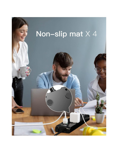 Regleta de Energía Addtam 10 Salidas AC 4 USB 1.83m Negro