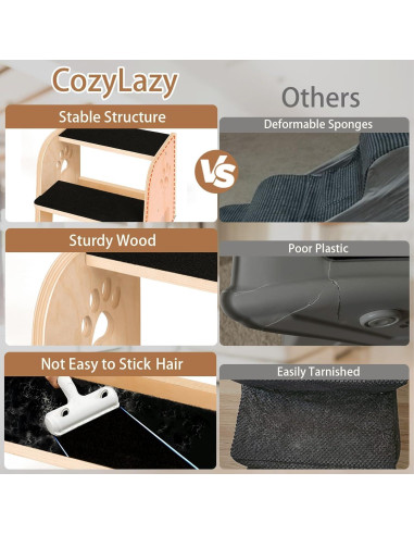 Escalera para Mascotas CozyLazy CL1938 de 2 Pasos - Madera