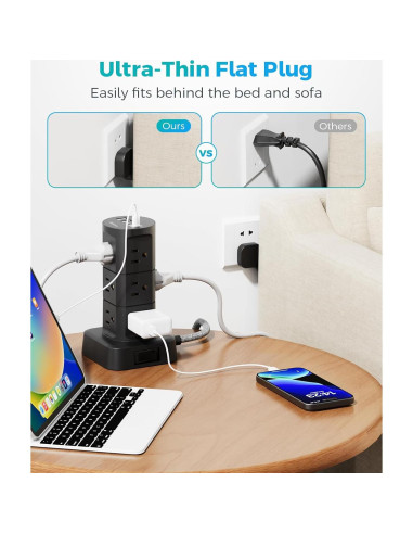 Torre Protector de Sobretensión MIFASOPOWER 12 Salidas 4 USB