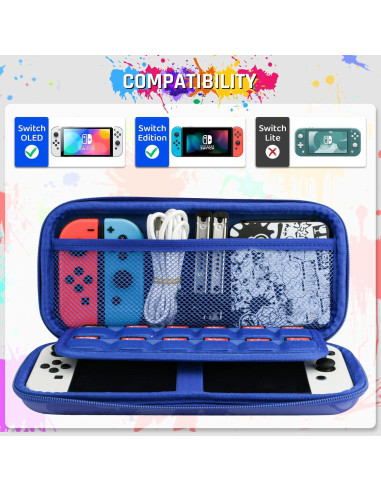 Funda de Transporte Dura RHOTALL Azul para Nintendo Switch