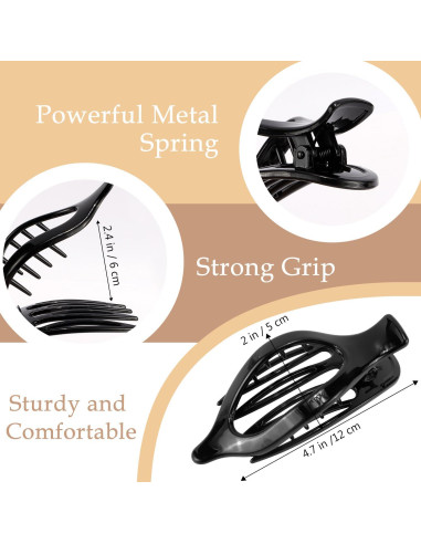 Pinzas Planas para el Cabello Atoden - 4 Pcs, 11.9 cm
