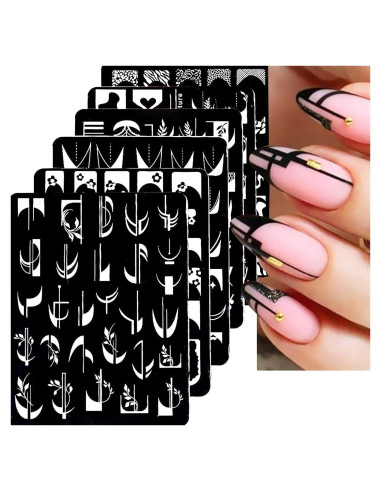Juego de Plantillas de Estampado de Uñas KKUOO - 6 Piezas