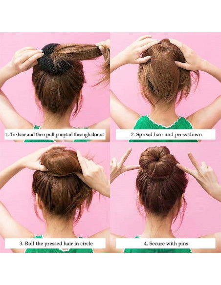 Juego de Hacer Moños de Cabello PMRX - 6 Donas y Accesorios Juego de Hacer Moños de Cabello PMRX - 6 Donas y Accesorios
