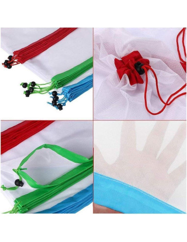 Juego de 12 Bolsas de Malla Reutilizables Conzy Ecológicas