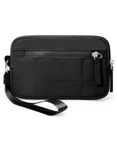 Cartera de Muñeca Acolchada Nylon RFID para Mujeres - Negro