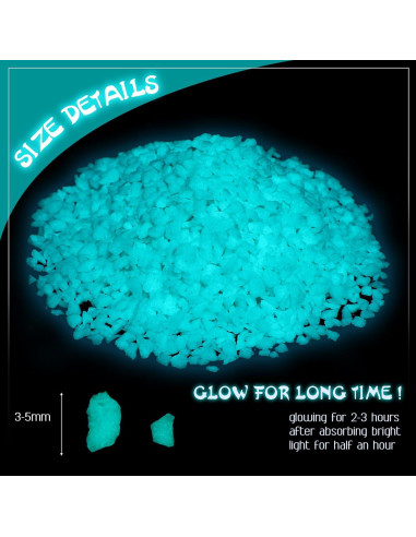 Grava que Brilla en la Oscuridad Wesiti 300g Verde Azul 3-5mm