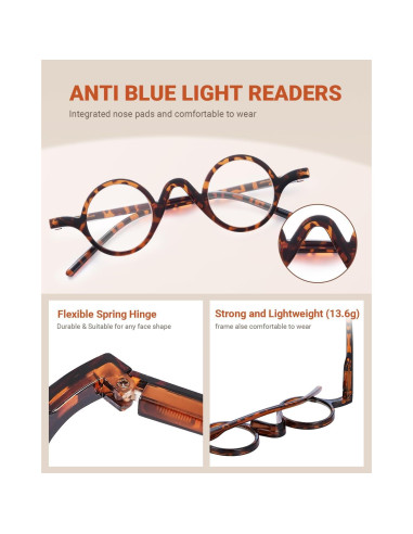 Gafas de Lectura Redondas JM - Paquete de 5 Colores 1.25x