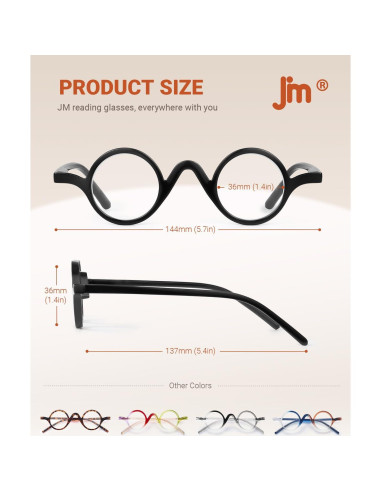 Gafas de Lectura Redondas JM - Paquete de 5 Colores 1.25x