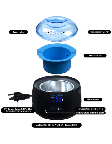 Kit de Depilación con Cera Dura Earaywax - Calentador Digital 16oz