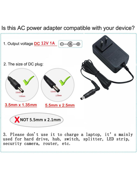 Adaptador de Alimentación CA a CC 12V 1A DCHAV 1.2m Adaptador de Alimentación CA a CC 12V 1A DCHAV 1.2m