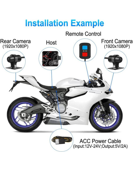 Cámara de Salpicadero VSYSTO Moto WiFi HD 1080P Doble Lente Cámara de Salpicadero VSYSTO Moto WiFi HD 1080P Doble Lente