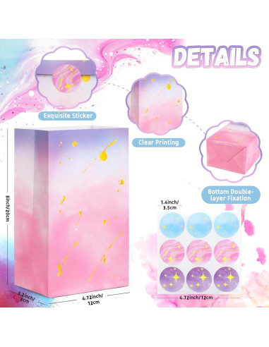 Bolsas de Fiesta Tie Dye HEJIN 30PCS con Stickers - Rosa y Púrpura
