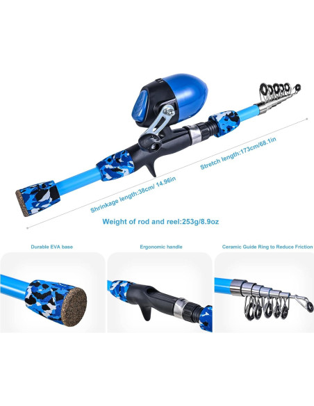 Set de Caña de Pesca para Niños CODEK 170cm Todo en Uno Set de Caña de Pesca para Niños CODEK 170cm Todo en Uno
