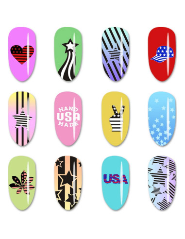 Plantilla de estampado de uñas 4 de julio OCOUYVD - Acero inoxidable