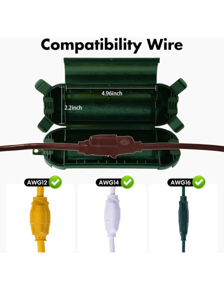 Cubierta de Cable de Extensión Exterior Verde IP44 PALARINE Cubierta de Cable de Extensión Exterior Verde IP44 PALARINE