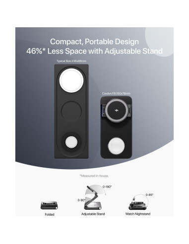Estación de Carga Inalámbrica 3 en 1 Caxdon Qi2 Negro