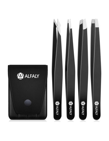 Juego de Pinzas de Precisión Alfaly 4 Piezas Acero Inoxidable