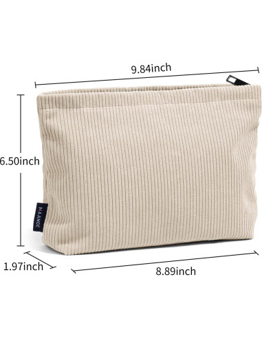 Bolsa de Maquillaje Pequeña MAANGE Terciopelo Beige 22.6x16.5cm